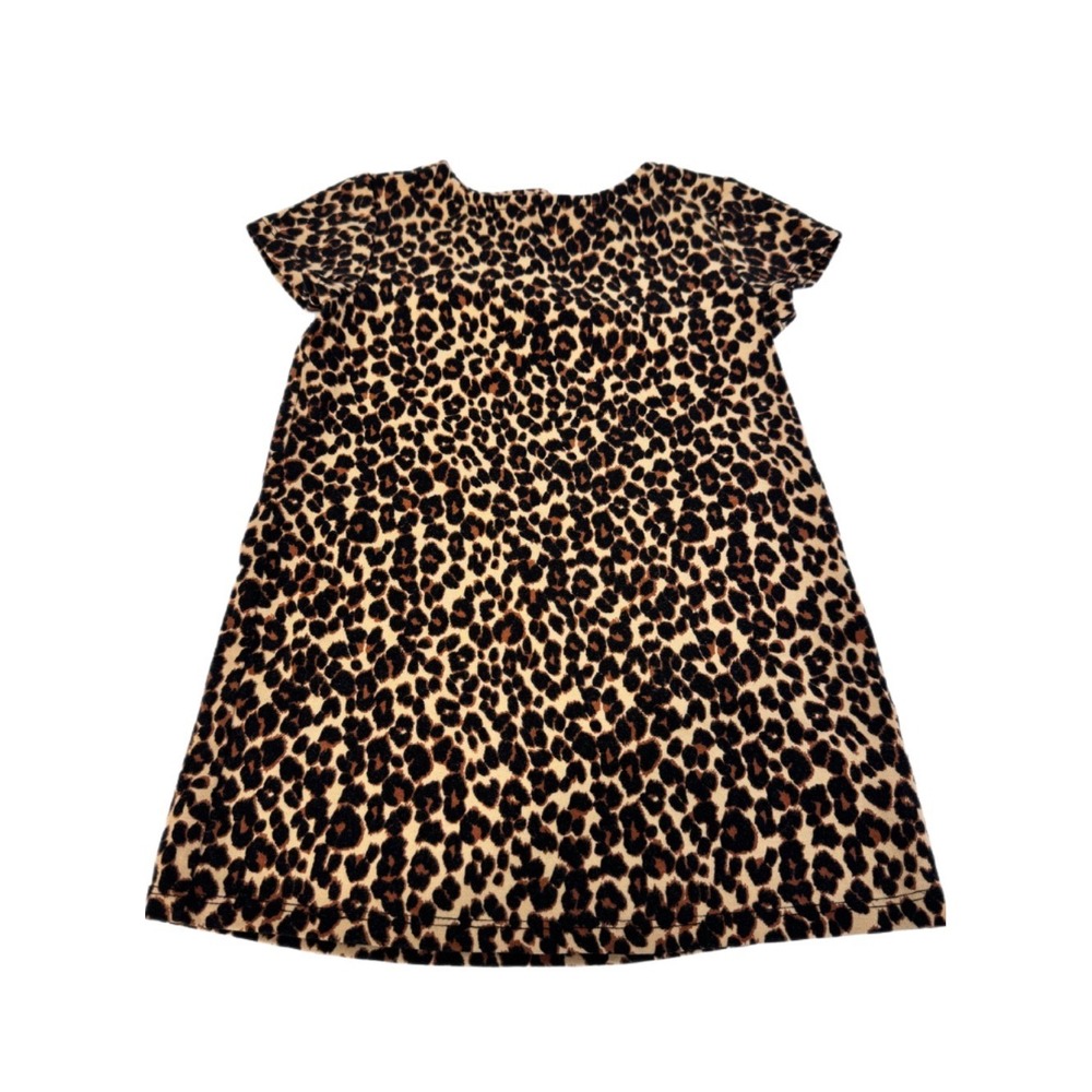 Old Navy Dress Kids‎ 2T Brown Leopard Print Short Sleeve Cotton Stretch A-Line